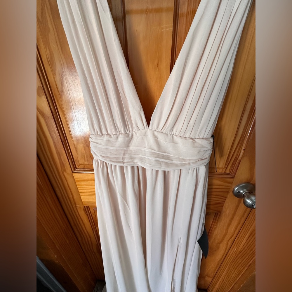 NWT LuLus Heavenly Hues Cream Maxi Dress - Picture 11 of 16